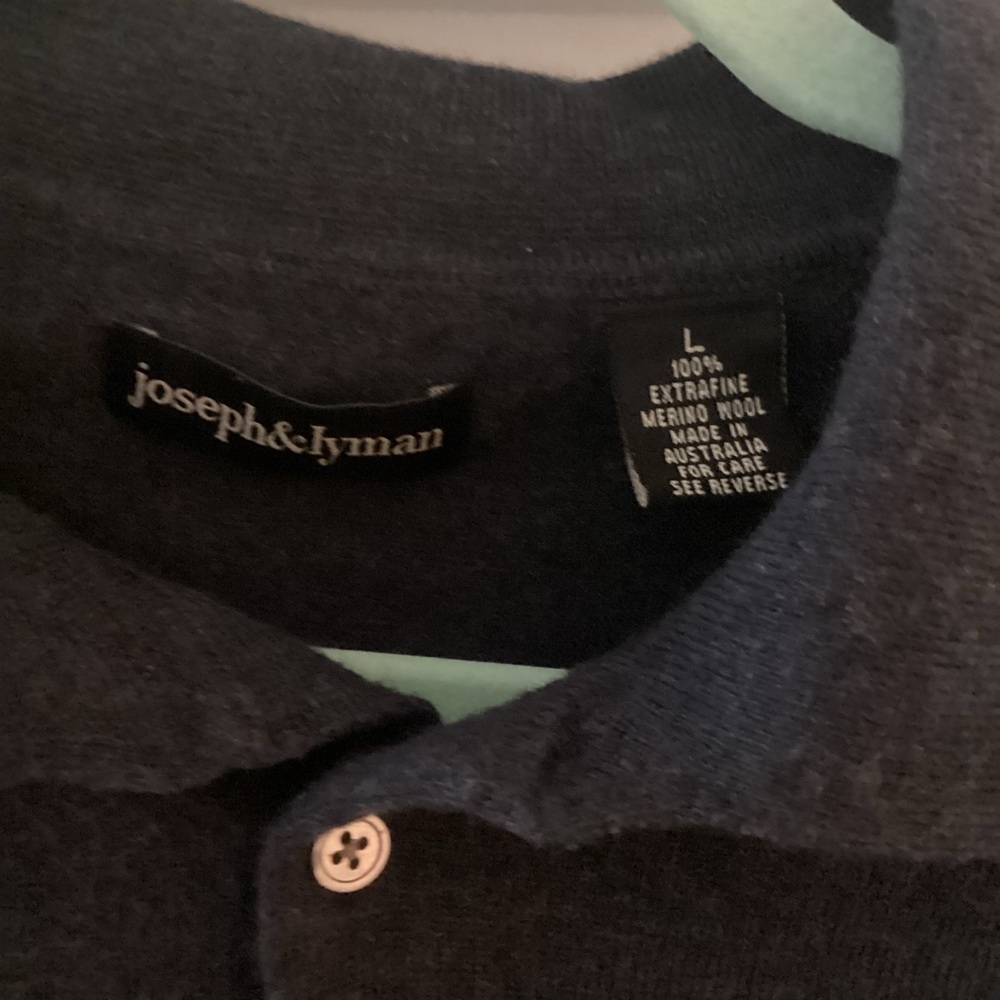 Joseph Abboud Dark Gray Merino Wool Polo sweater - Picture 2 of 2